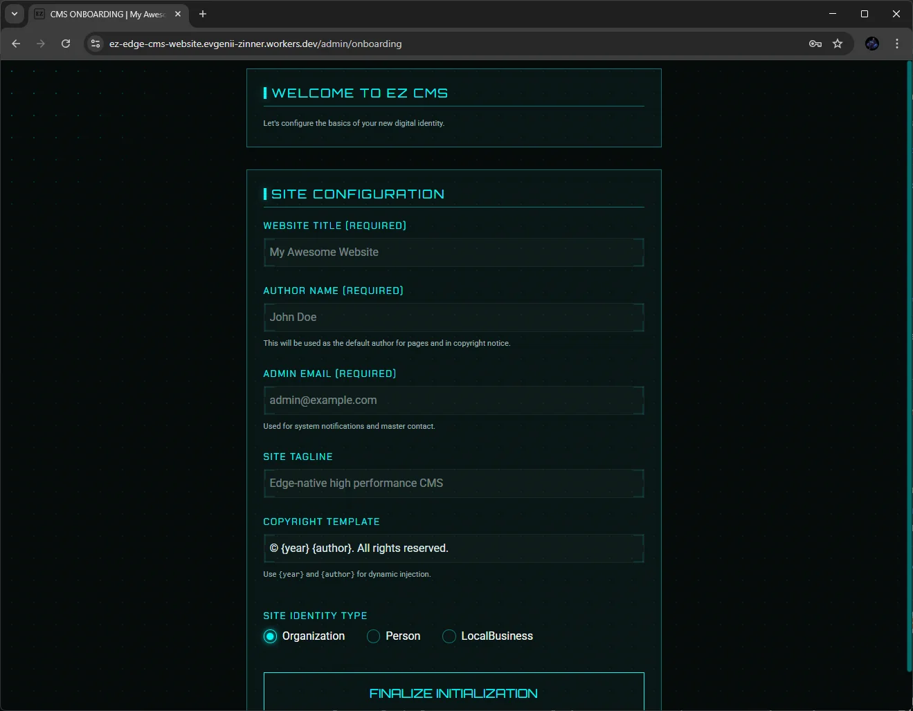 Onboarding screen