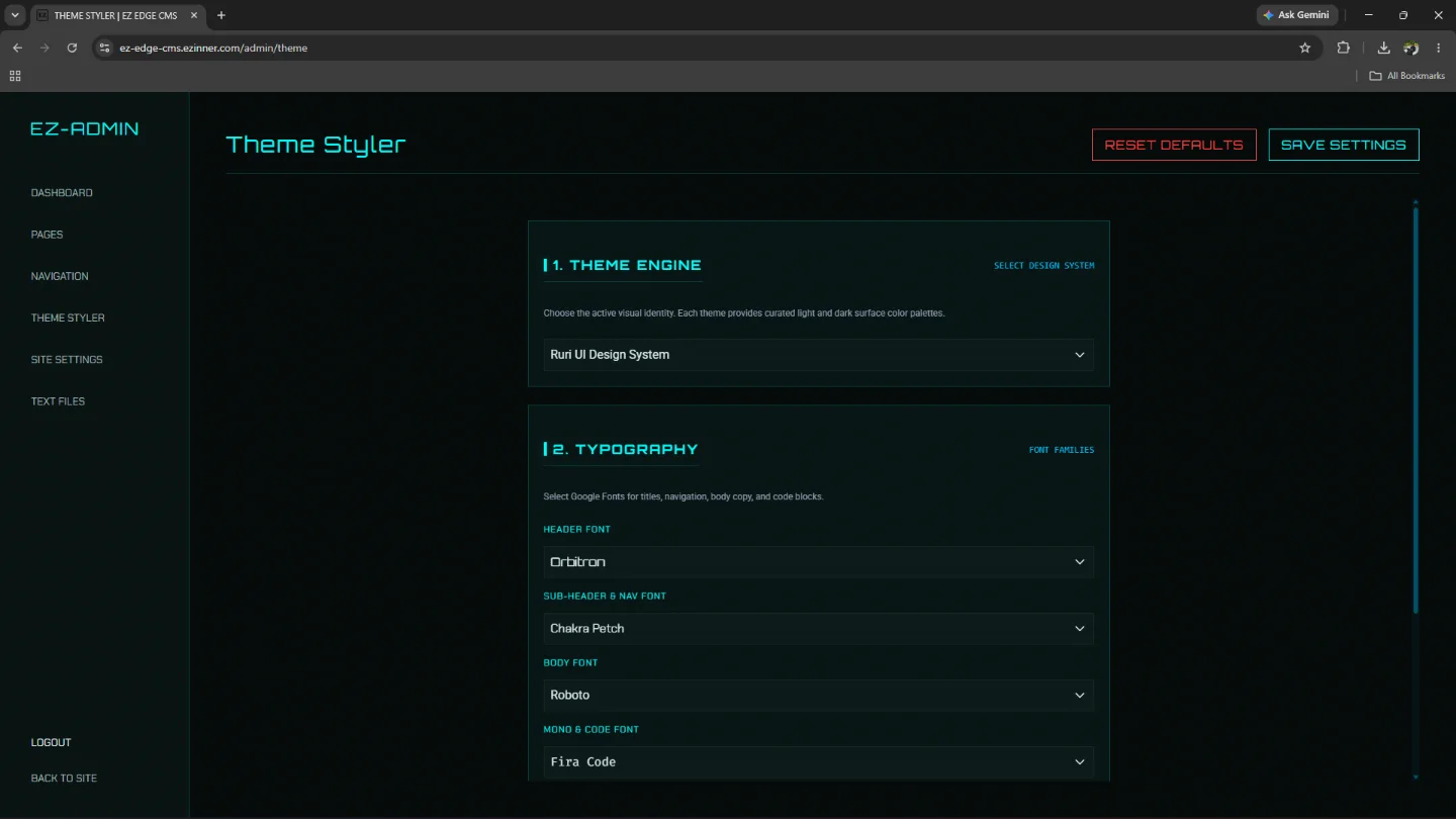 Theming screen